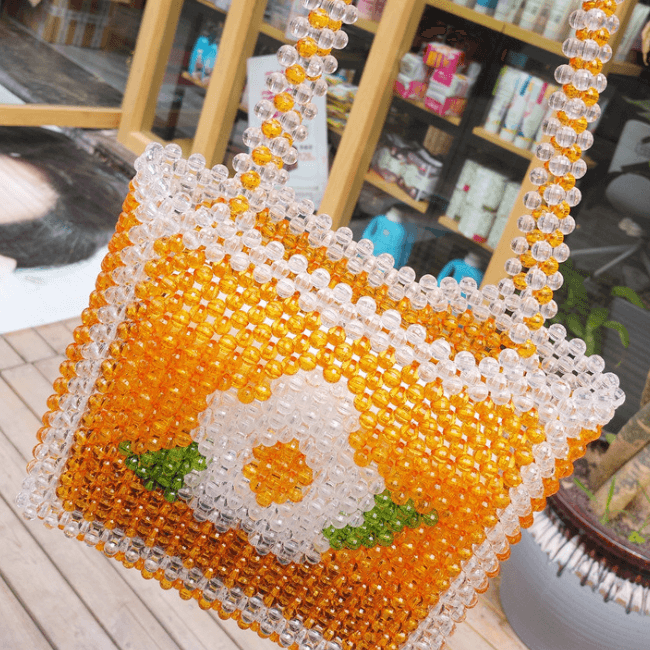 Hadmade Customize Orange Flower Satchel Bags