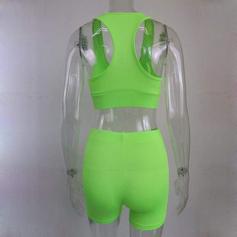 Sexy Candy Color Tank Top High Waist Bodycon Two Pieces Set