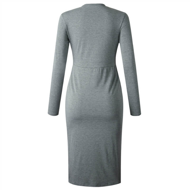 Tight Front Twist Button Midi Dress