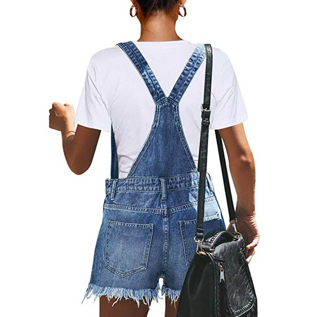 Ruffles Blue Short Denim Overalls