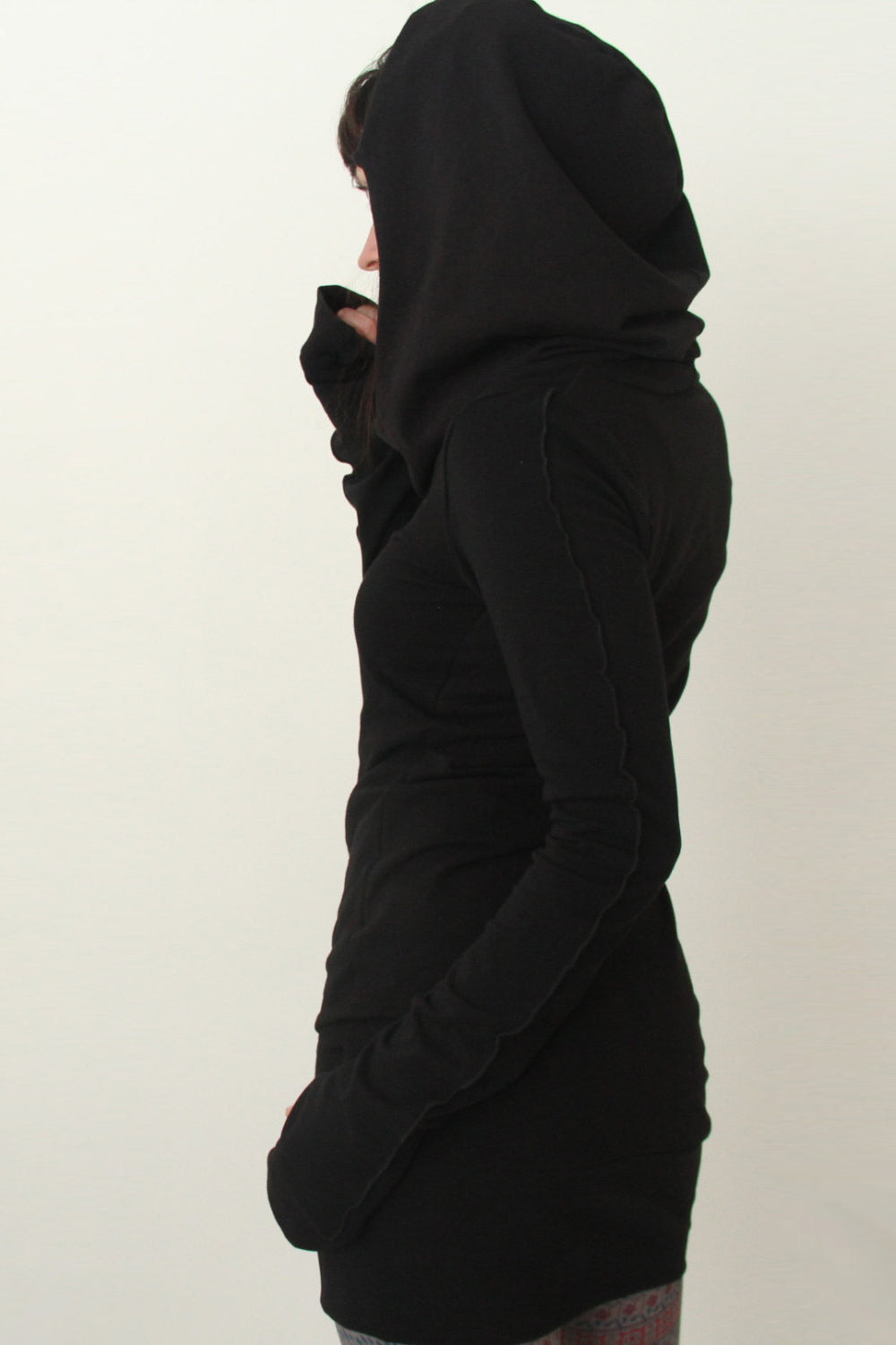 Long Sleeve Solid Color Long Slim Hoodie