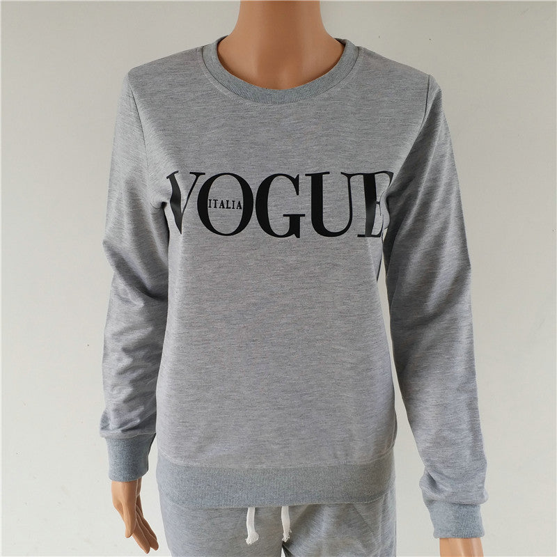 Letter Round Collar Long Sleeves Short Sweatshirt