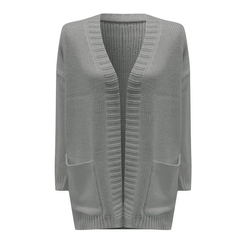 Plain Knitted Midi Cardigan