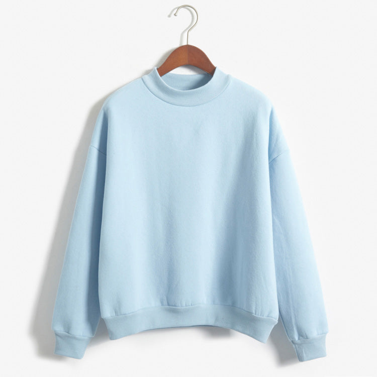 Candy Color Middle Neck Loose Sweatshirt