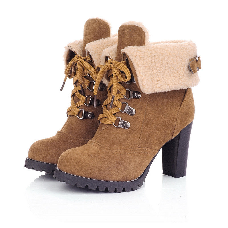 Fashion French Style Simulation Lamb Fur Martin Boots