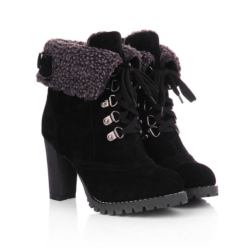 Fashion French Style Simulation Lamb Fur Martin Boots