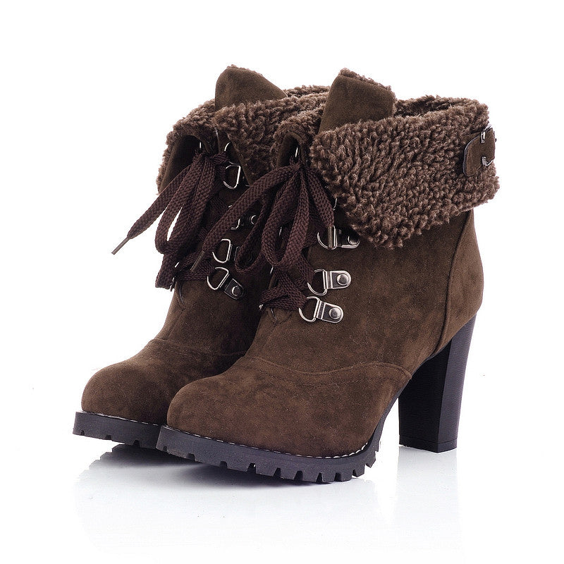 Fashion French Style Simulation Lamb Fur Martin Boots