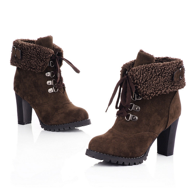 Fashion French Style Simulation Lamb Fur Martin Boots