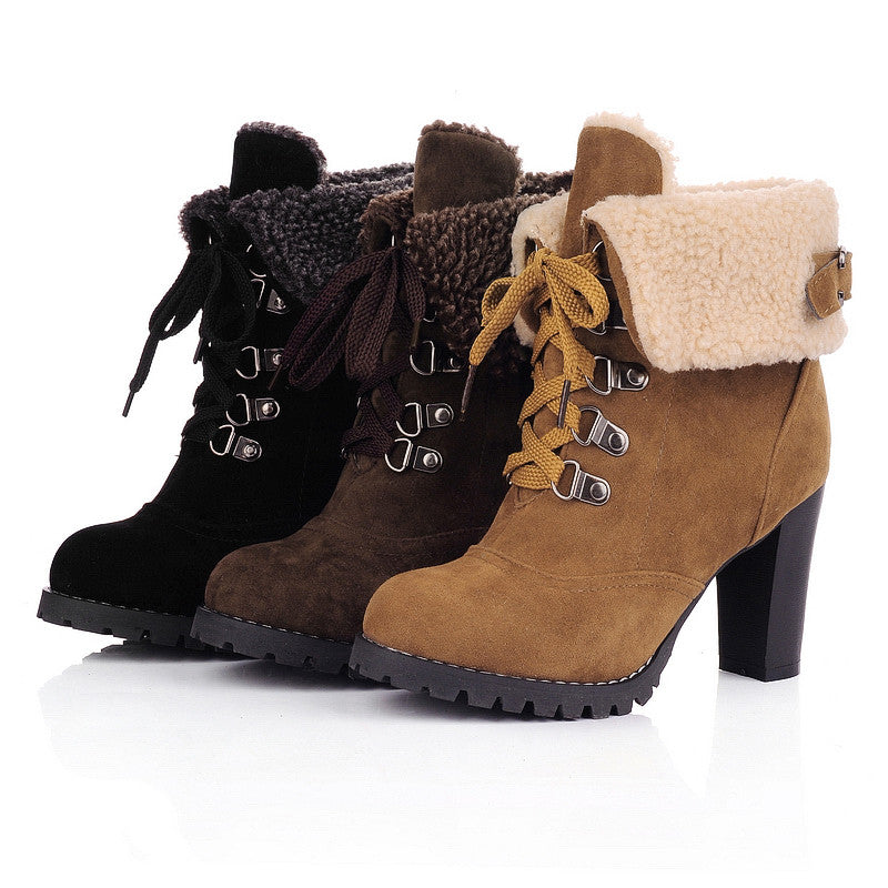 Fashion French Style Simulation Lamb Fur Martin Boots