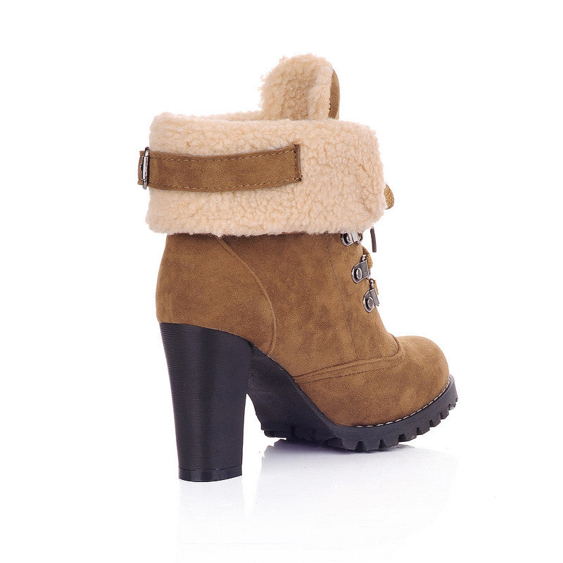 Fashion French Style Simulation Lamb Fur Martin Boots