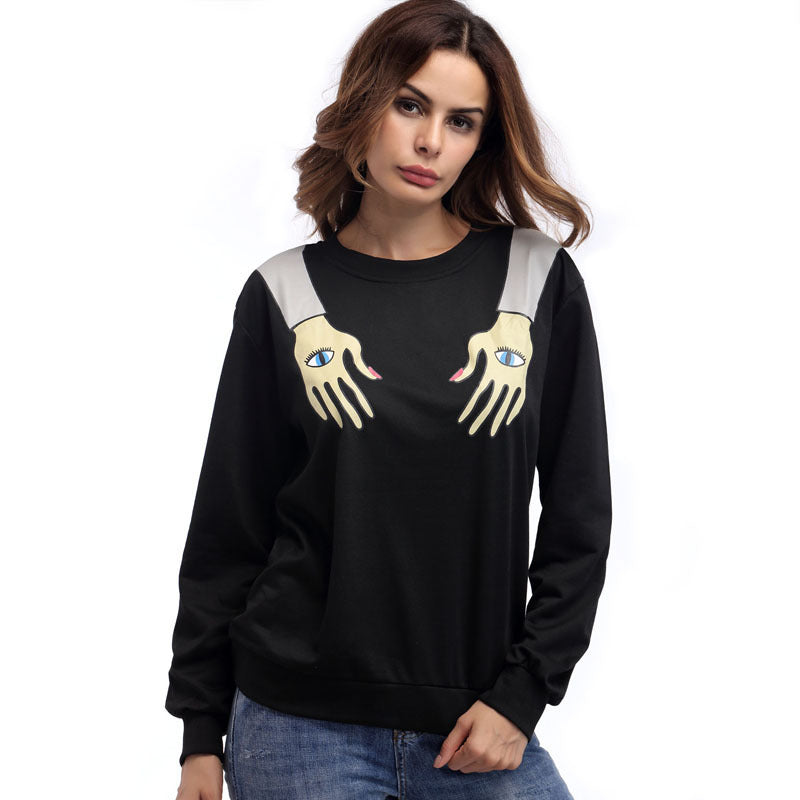 Hand Print Unique Regular Sweatshirt