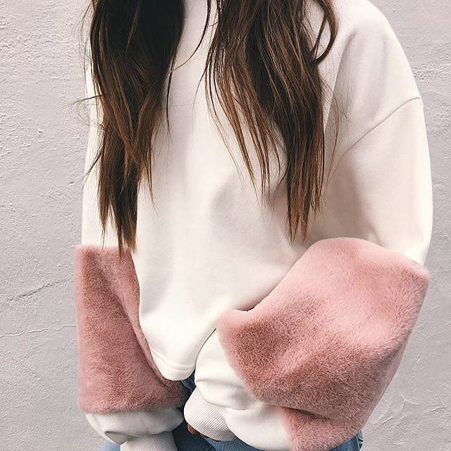 Patchwork Loose Pullover Crop Top Short Sweatshirt