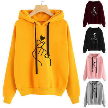 Pullover Drawstring Print Loose Hoodies