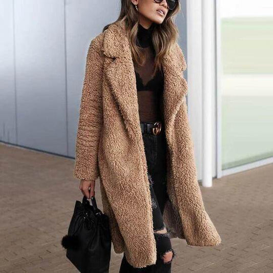 Open Front Lapel Teddy Over Coat