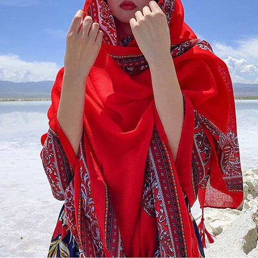 Ethnic Style Cotton And Linen Sun Protection Shawl Scarf