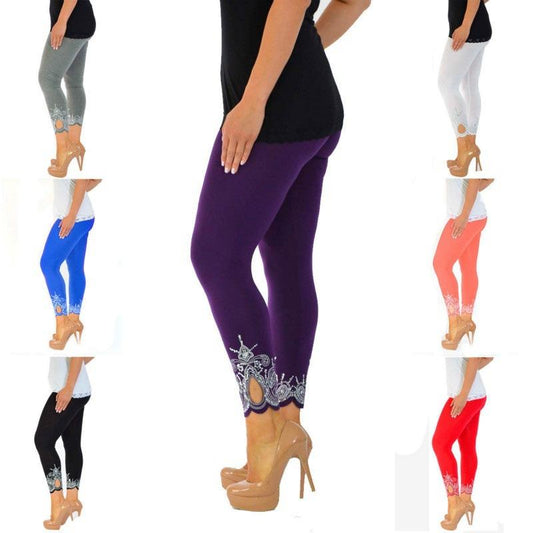 Print Cut Out 9/10 Women Skinny Legging