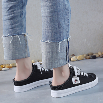 Lace Up Flat Canvas Mules Sneakers