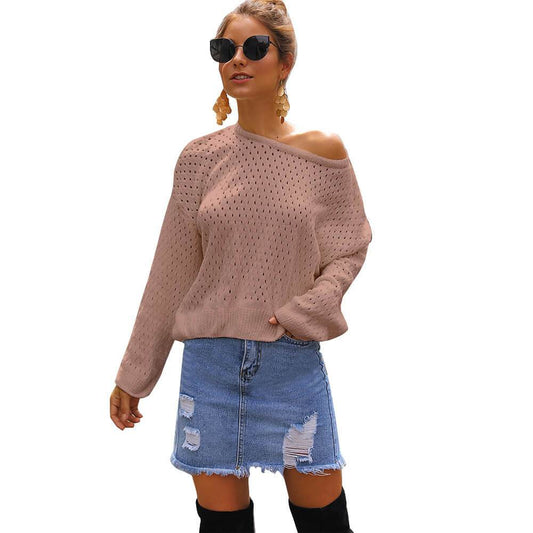 Casual Crewneck Hollow Out Sweater