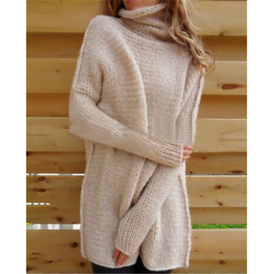 Loose Turtleneck Solid Color Women Pullover Sweater