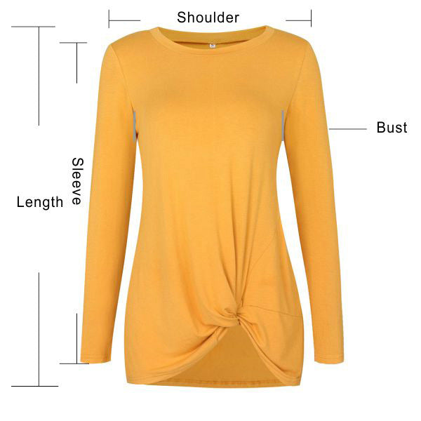 Pure Color Round Neck Irregular Loose Sleeve Blouse 