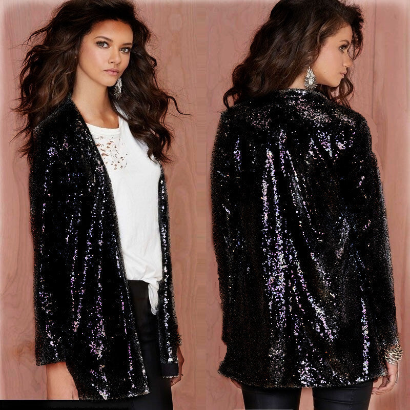 Night Club Open Front Sequins Blazer