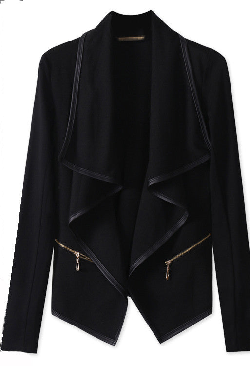 Irregular Long Sleeves Lapel Turn-down Collar Short Coat