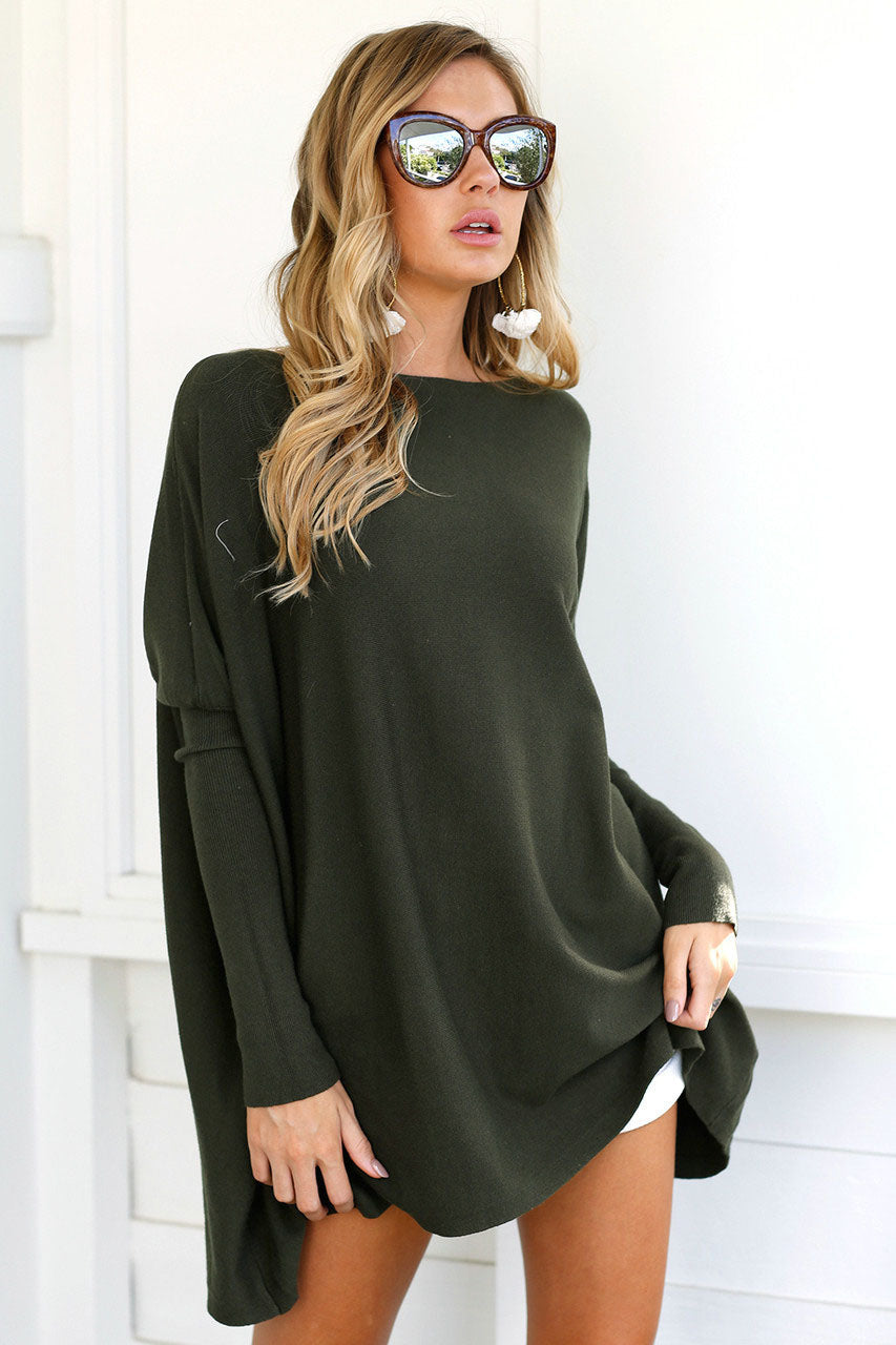 Pure Color Long Sleeves Loose Blouse