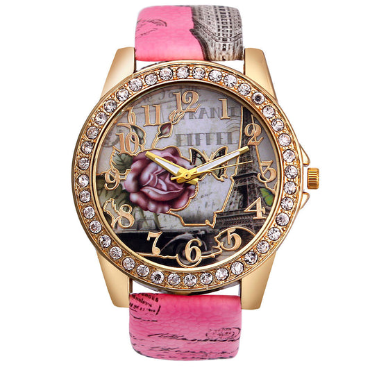 Flower Car Pattern Lady's Watch