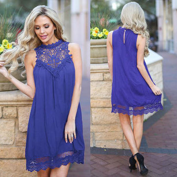 Sleeveless Crochet Hollow Shift Short Loose Dress