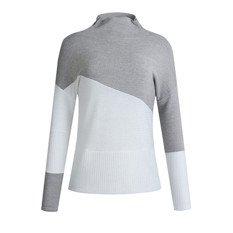 Turtleneck Colorblock Knit Pullover Top