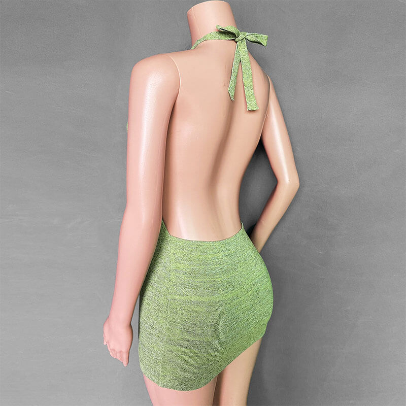 Backless Halter Bodycon Short Dress