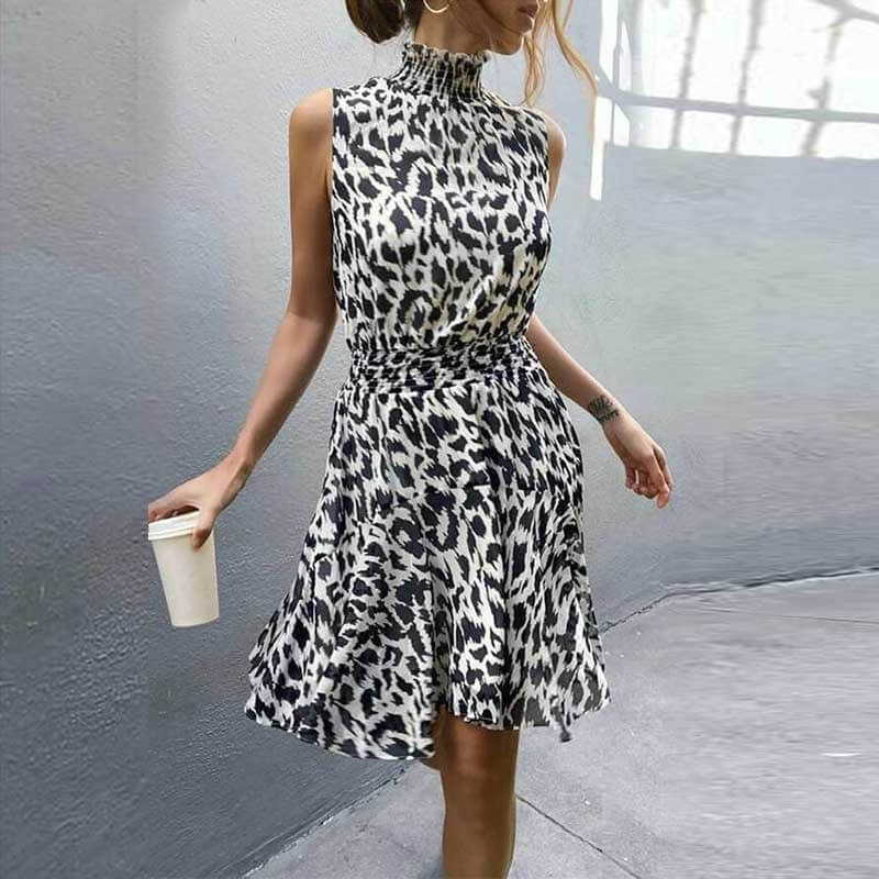 OL Printed Empire Waist A Line Dress