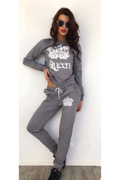 Letter Print Hoodie with Harem Pants Two Pieces Set