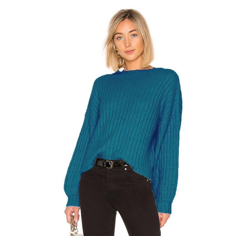 Fashion Oversized Ribbed Knit Pullover Sweaters