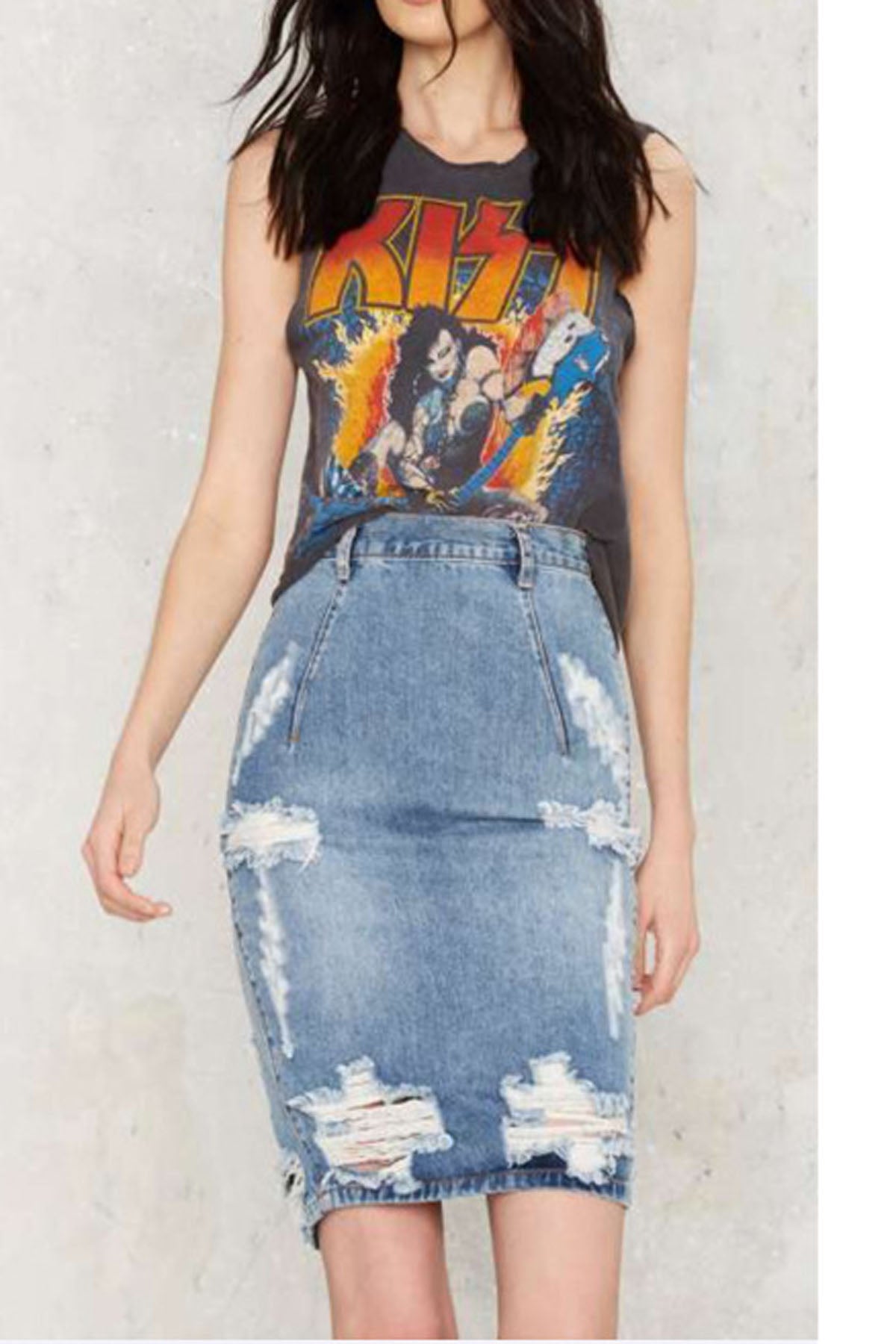 Pure Color Bodycon High Waist Slim Short Denim Skirt