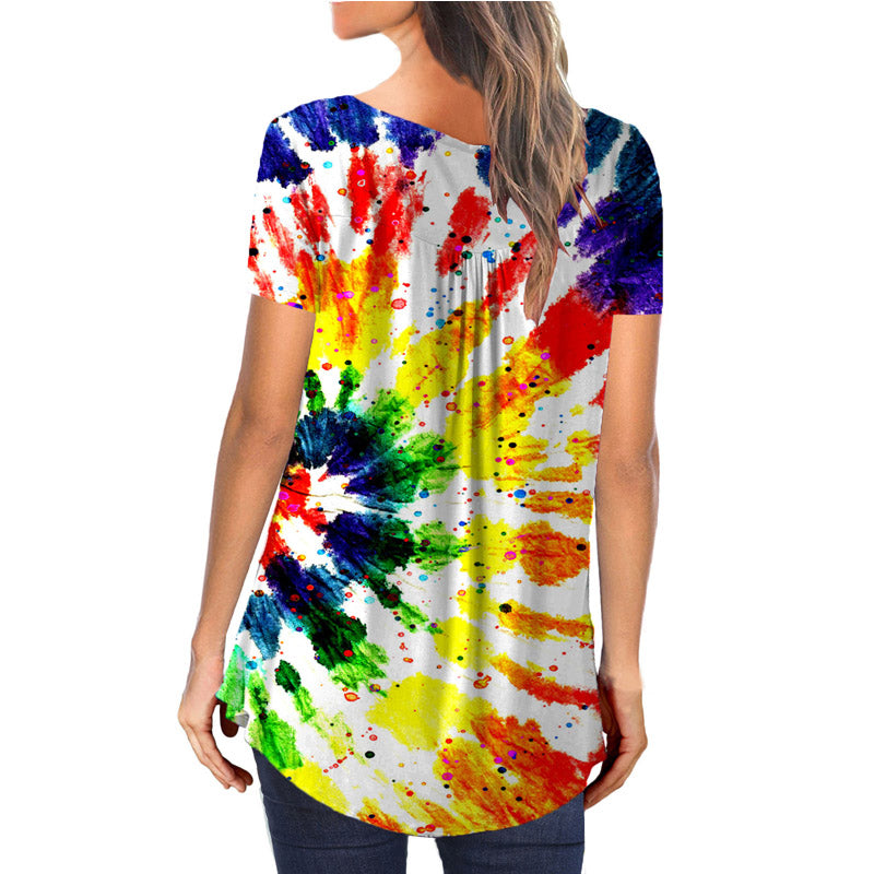 Casual Tie Dye Short Sleeve Loose T-shirts