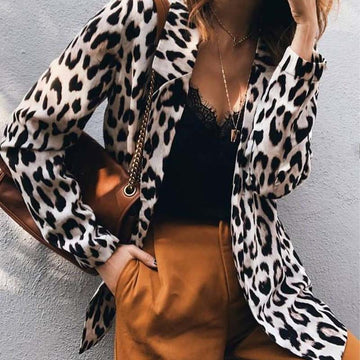 Open Front Leopard Blazer