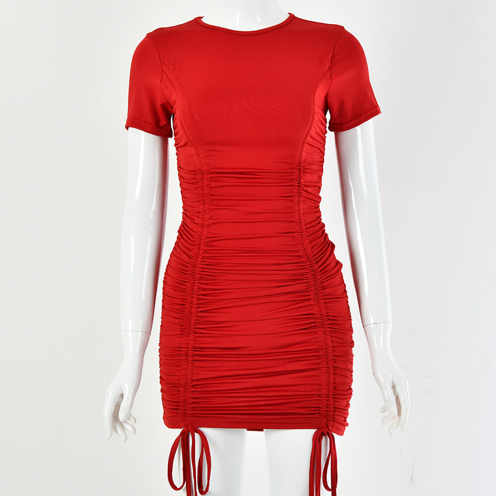 Drawing Ruched Bodycon Short Dress