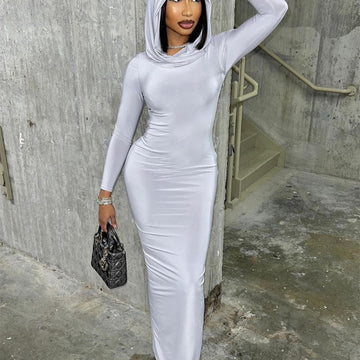 Hooded Dress | Solid color Dress | Long Dress