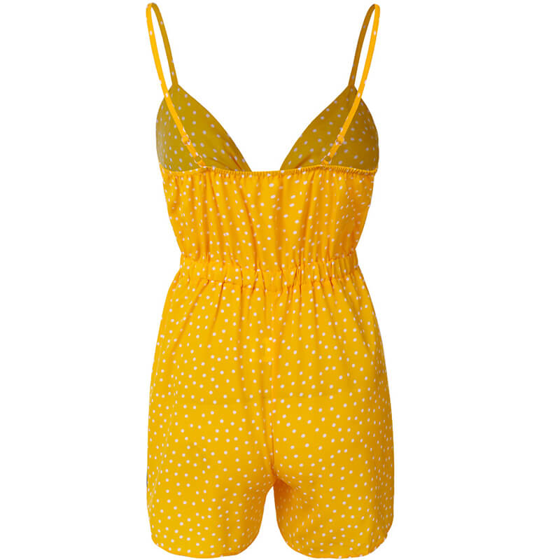 Polka Dot Spagehetti Straps Bow Rompers