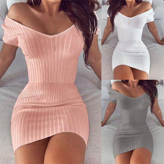 Ribbed Short Sleeve Bodycon Dress