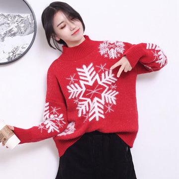 Christmas Snow Mock Neck Sweater