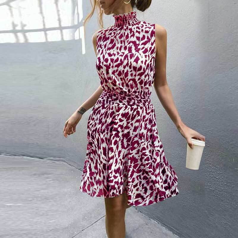 OL Printed Empire Waist A Line Dress