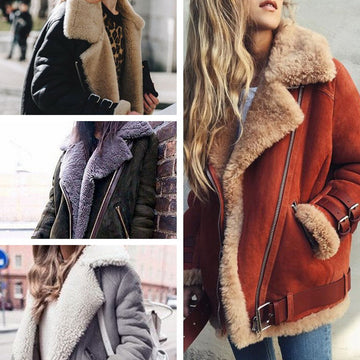 Faux Fur Lapel Zipper Loose Short Coat