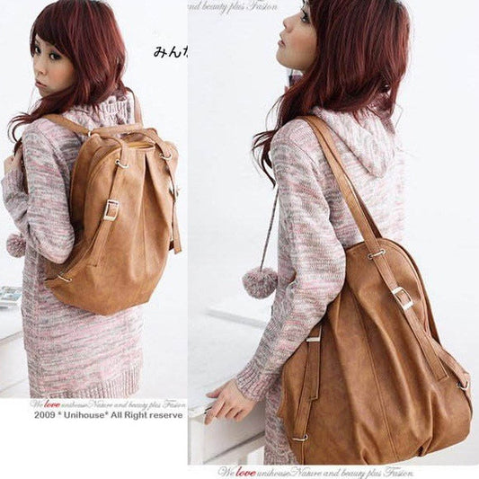 New Korean Style Fashion lady 2 Ways PU Leather Backpack Purse Handbag Shoulders Bag