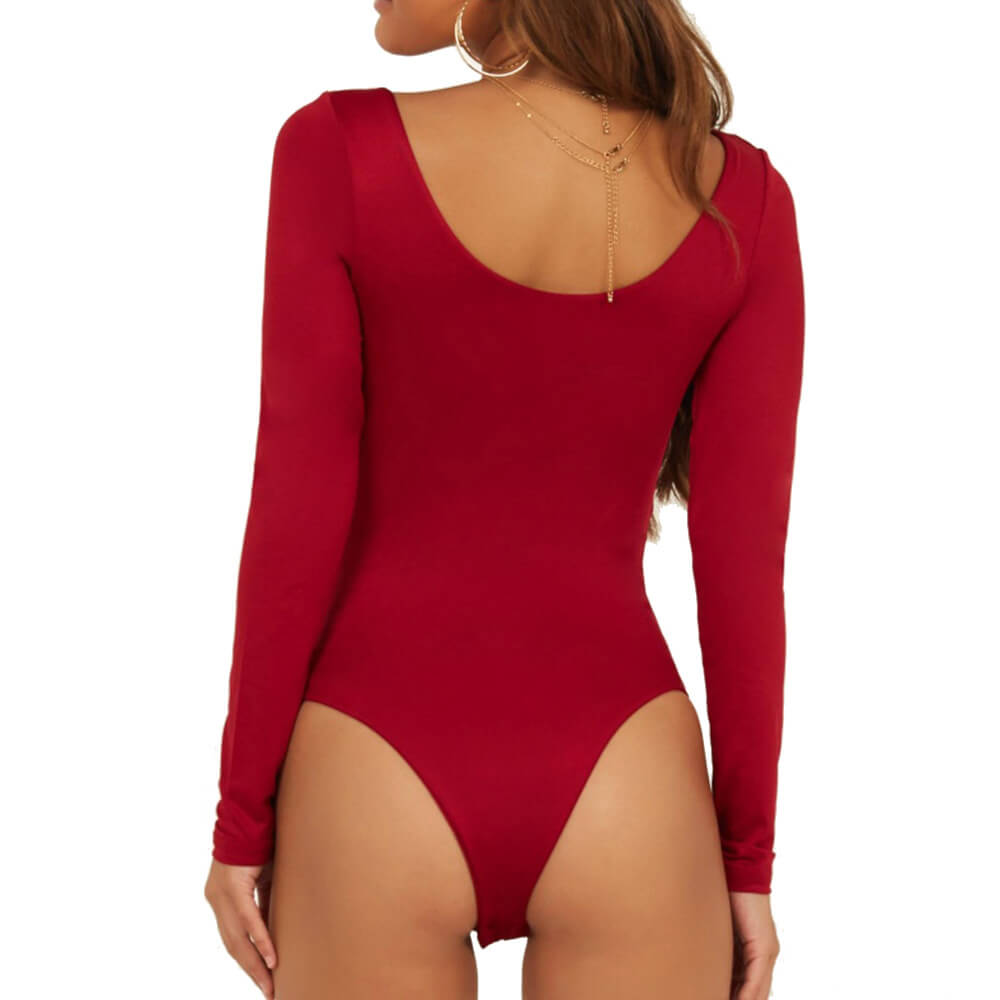 Long Sleeves Round Neck Corset Bodysuit