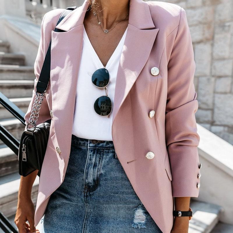 Lapel Double Breasted Blazer