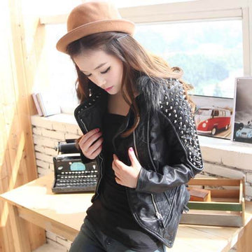 Rivet Shoulder Pad Moto Jacket