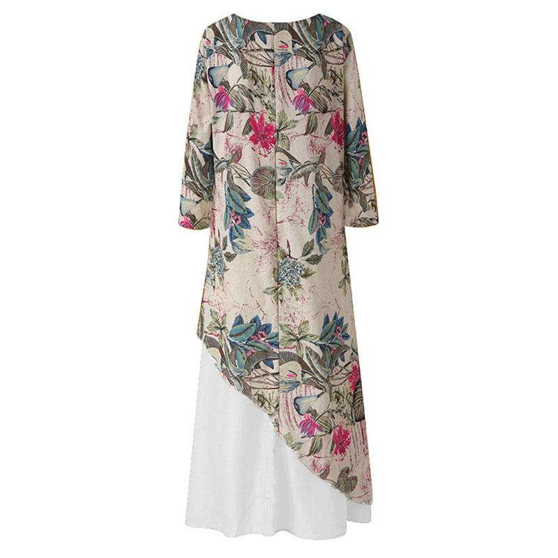 Loose Patchwork Floral Long Dress