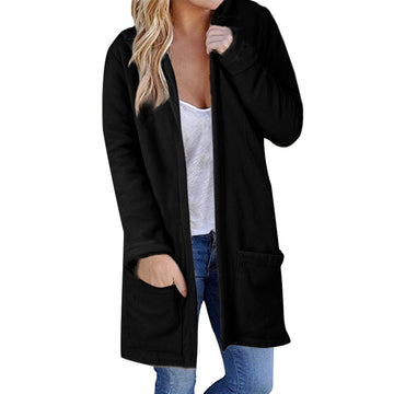 Hooded Loose Long Full Sleeve Solid Coat